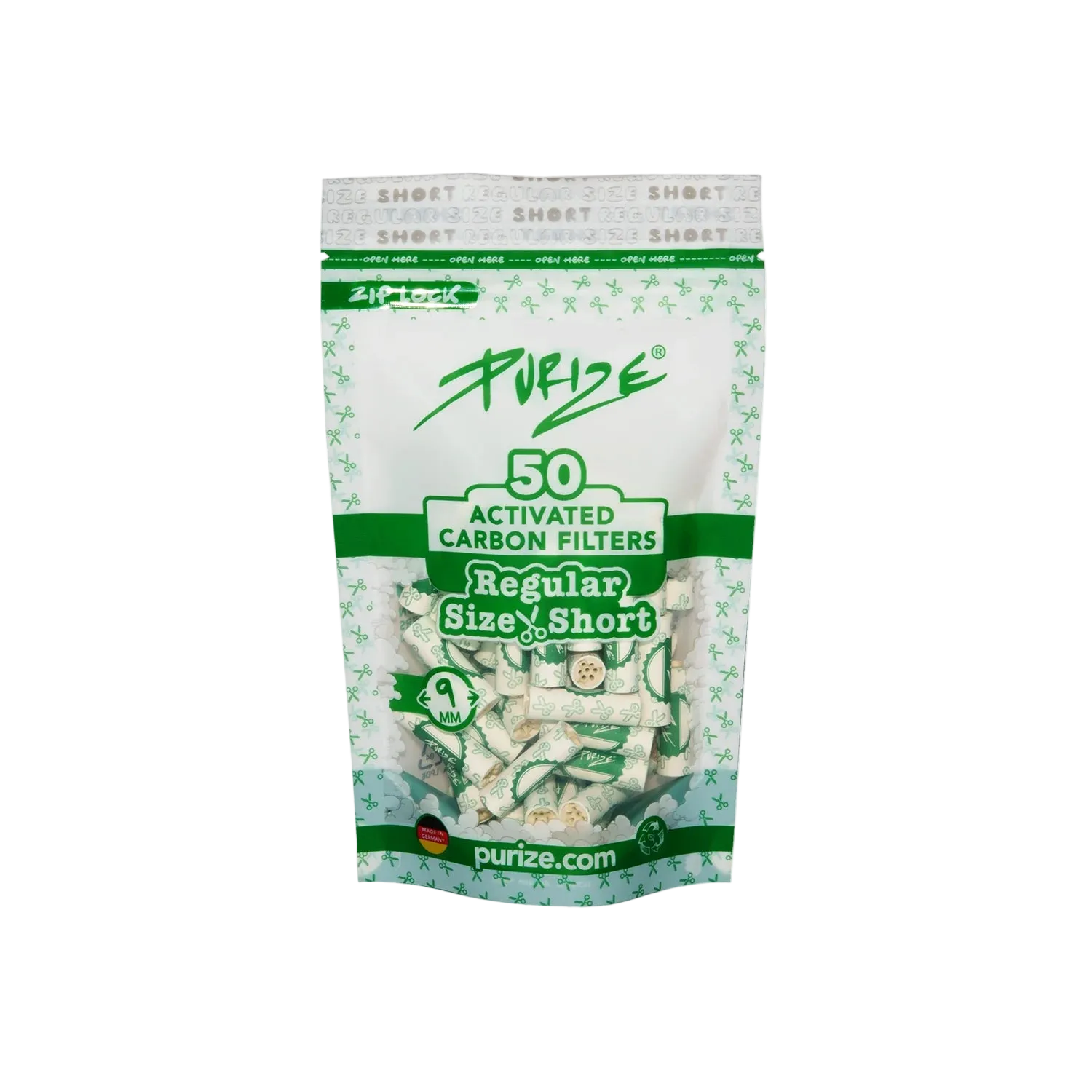 PURIZE® Regular Size Short – Aktivkohlefilter 50 Stück