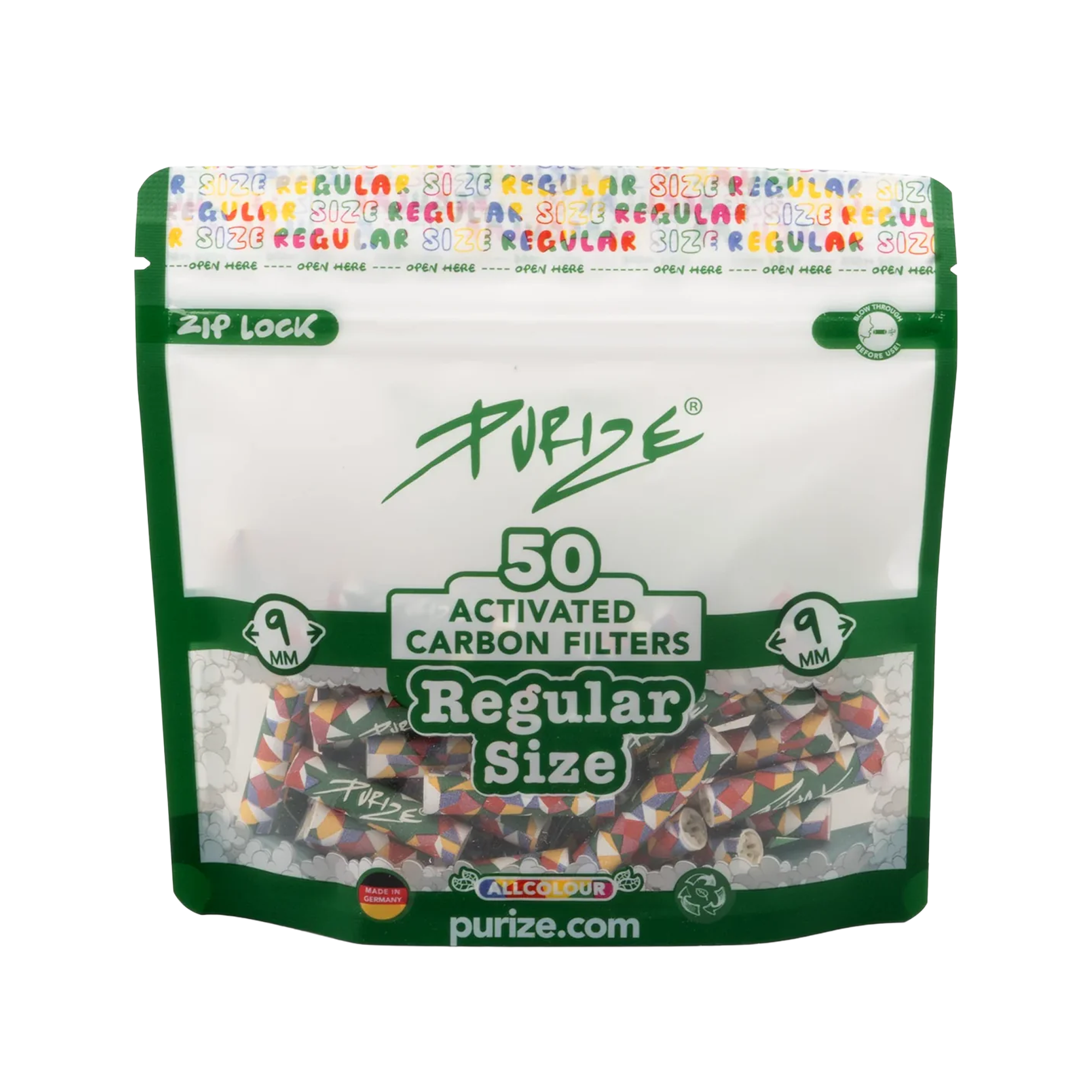 PURIZE® Regular Size Allcolor – Aktivkohlefilter 50 Stück