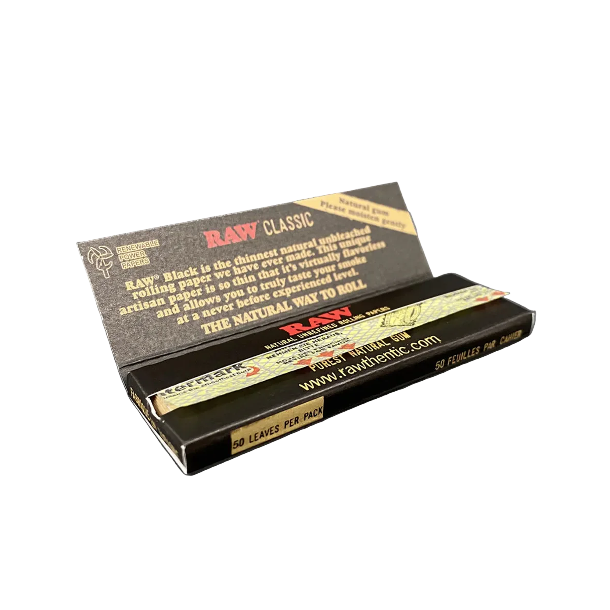 RAW Classic Black 1 1/4 Single Wide – Premium Rolling Papers