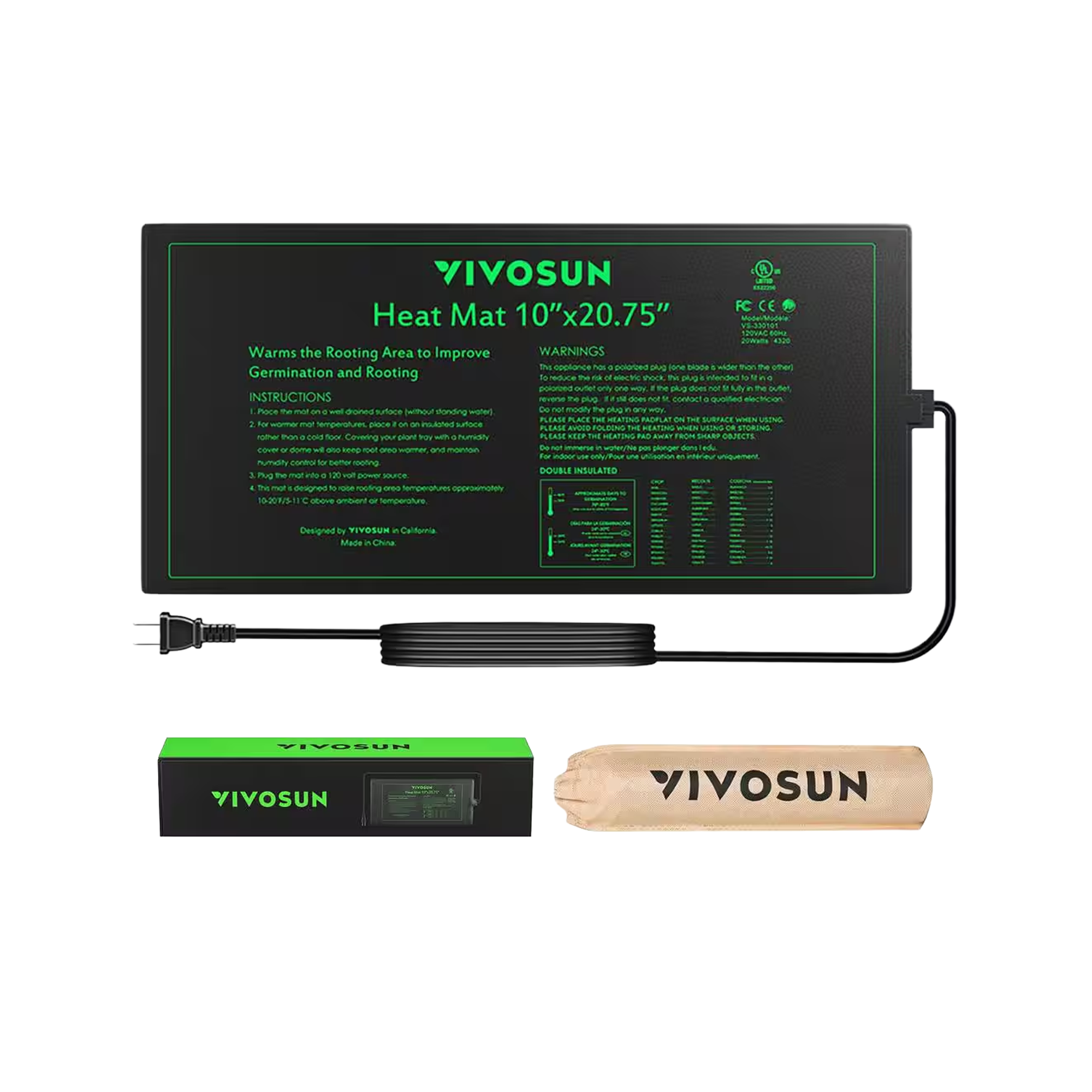 Vivosun Heizmatte für Setzlinge – Elektrische Anzucht-Heizmatte